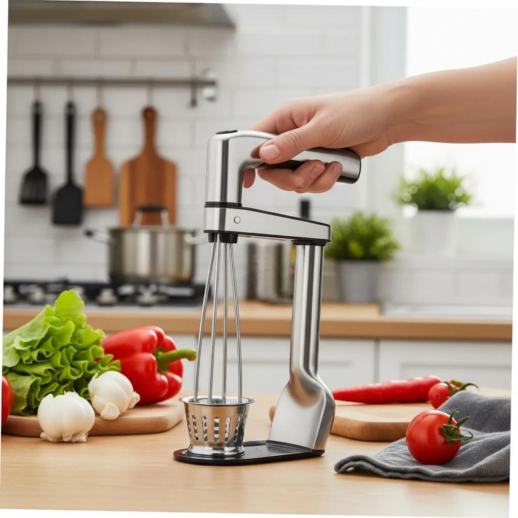 Premium kitchen gadget made from high-grade stainless steel displayed in a bright kitchen setting